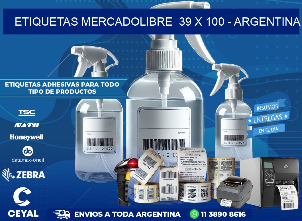 ETIQUETAS MERCADOLIBRE  39 x 100 – ARGENTINA