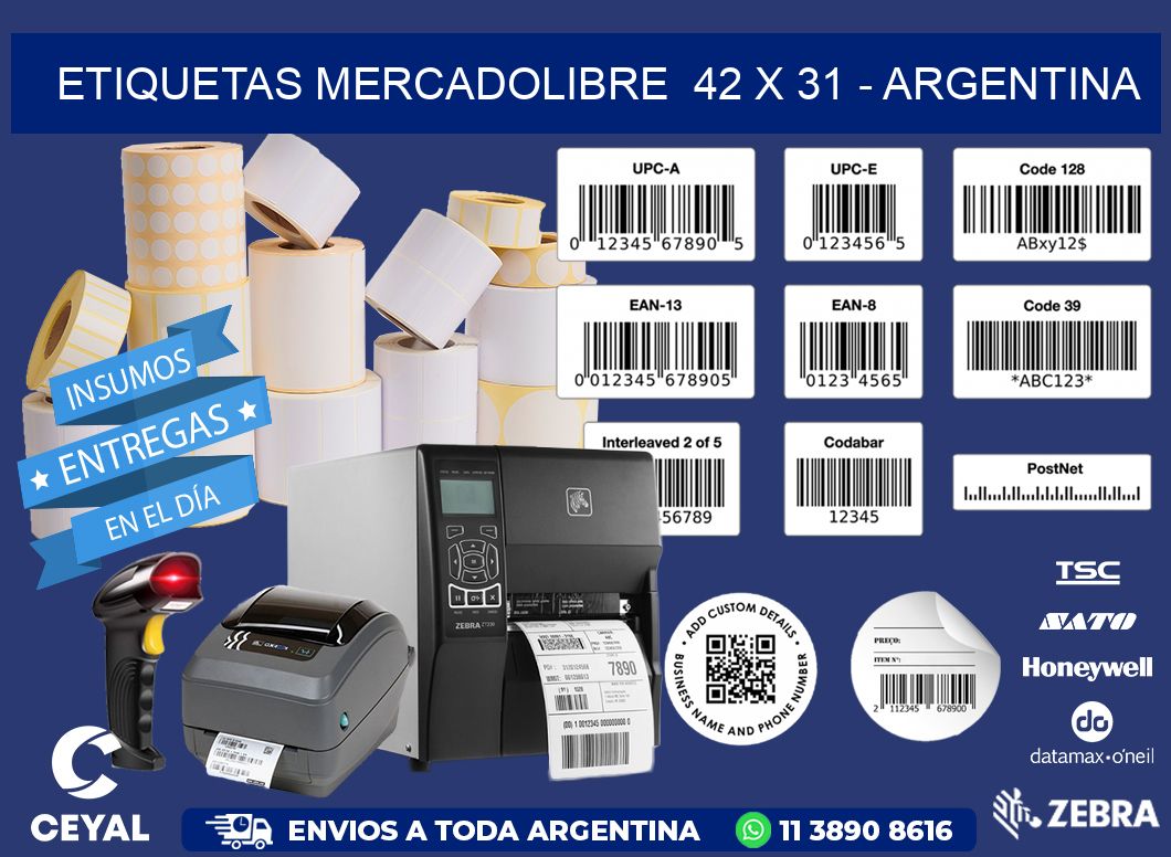 ETIQUETAS MERCADOLIBRE  42 x 31 - ARGENTINA