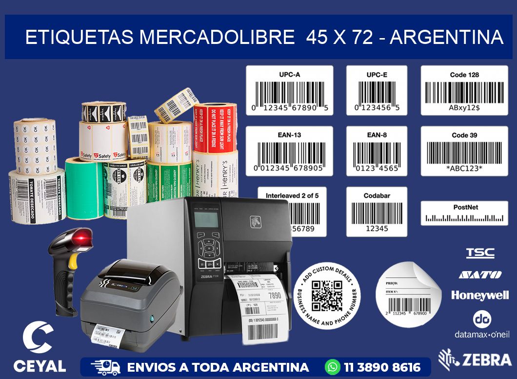 ETIQUETAS MERCADOLIBRE  45 x 72 - ARGENTINA