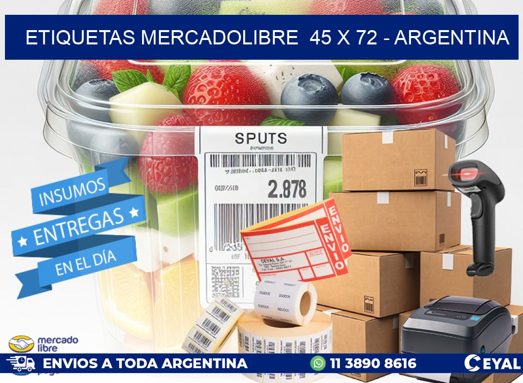 ETIQUETAS MERCADOLIBRE  45 x 72 - ARGENTINA