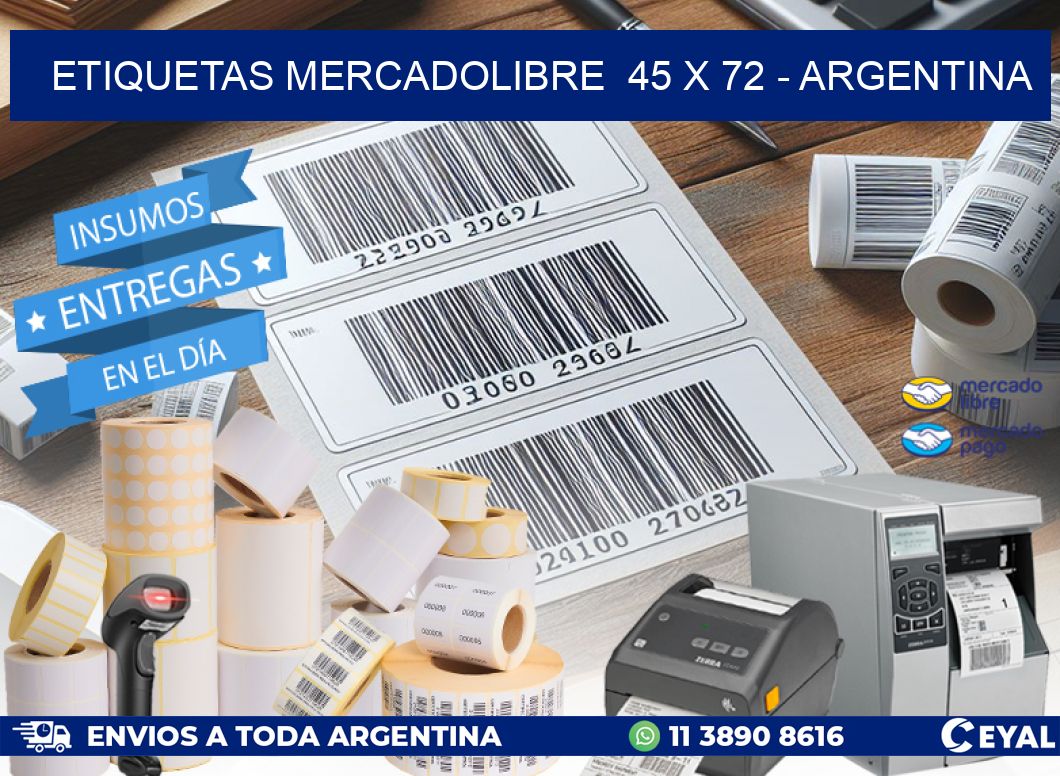 ETIQUETAS MERCADOLIBRE  45 x 72 - ARGENTINA