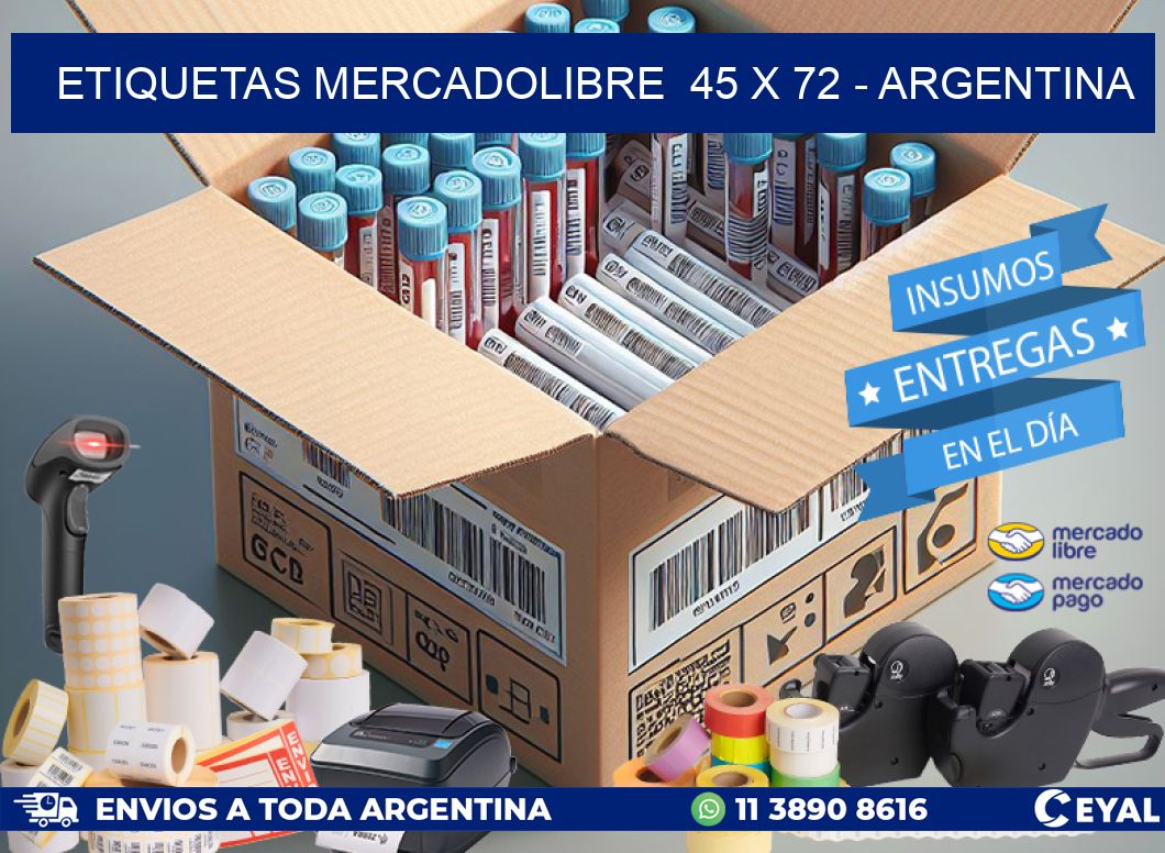 ETIQUETAS MERCADOLIBRE  45 x 72 - ARGENTINA