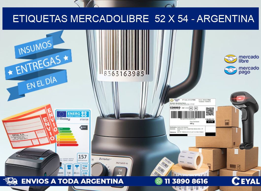 ETIQUETAS MERCADOLIBRE  52 x 54 - ARGENTINA