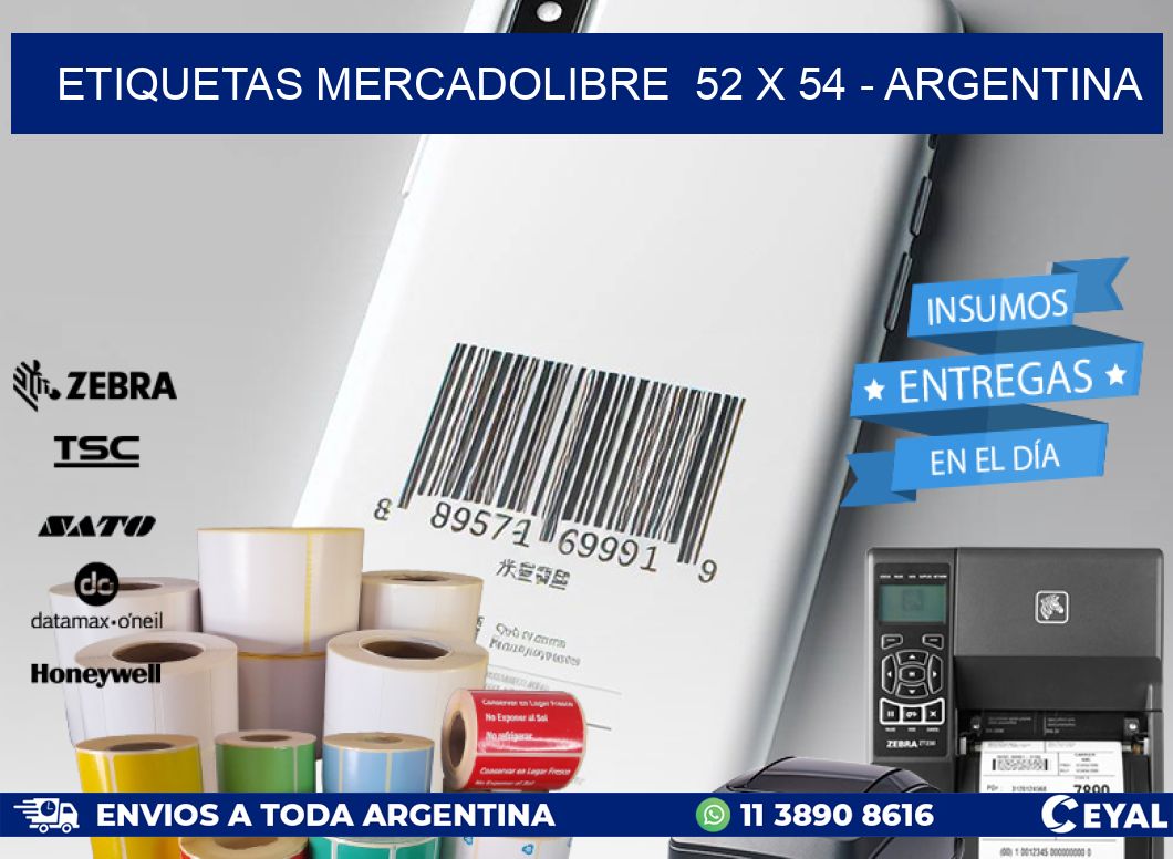 ETIQUETAS MERCADOLIBRE  52 x 54 - ARGENTINA