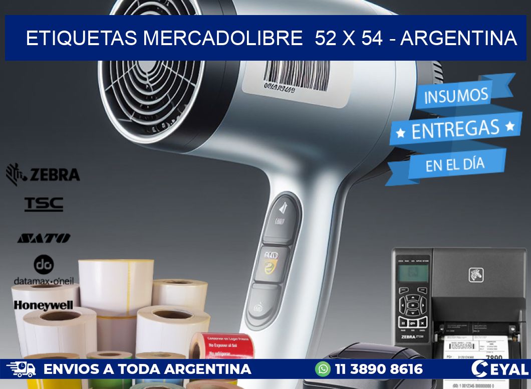 ETIQUETAS MERCADOLIBRE  52 x 54 - ARGENTINA