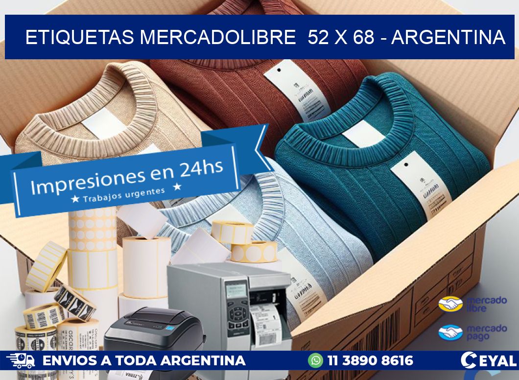 ETIQUETAS MERCADOLIBRE  52 x 68 - ARGENTINA