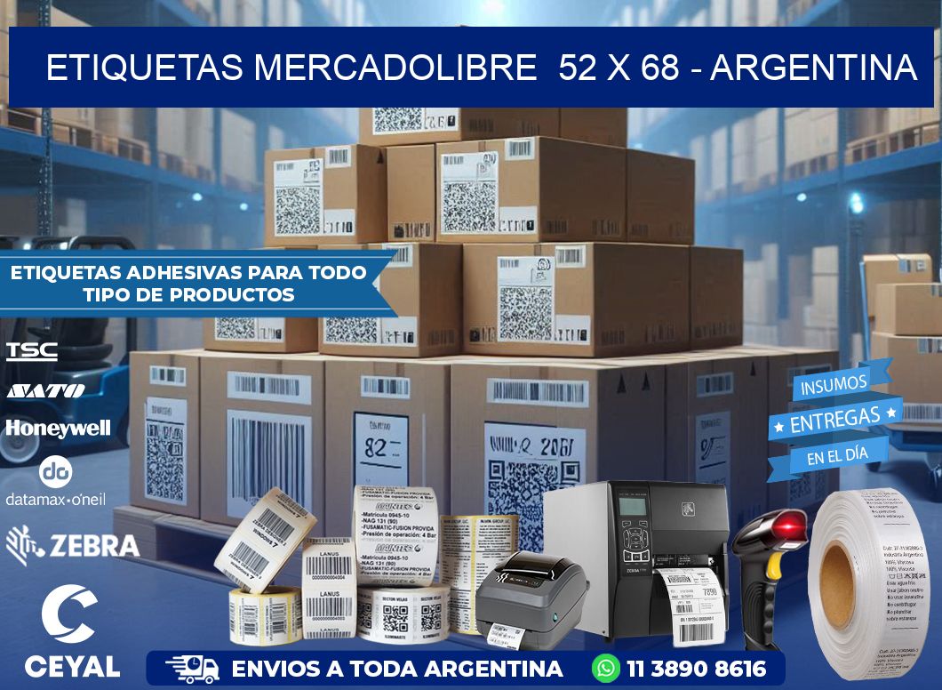 ETIQUETAS MERCADOLIBRE  52 x 68 - ARGENTINA