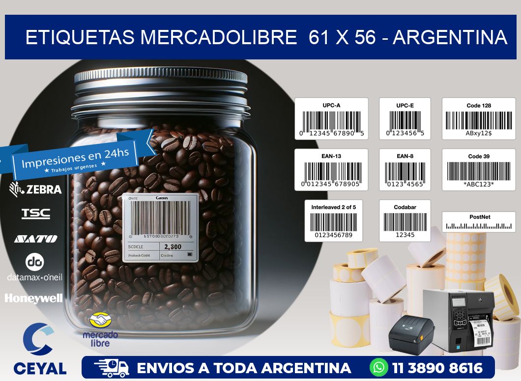 ETIQUETAS MERCADOLIBRE  61 x 56 - ARGENTINA