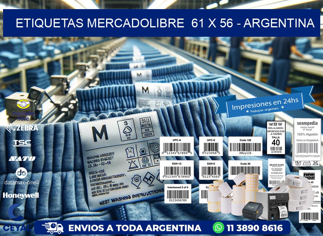 ETIQUETAS MERCADOLIBRE  61 x 56 - ARGENTINA