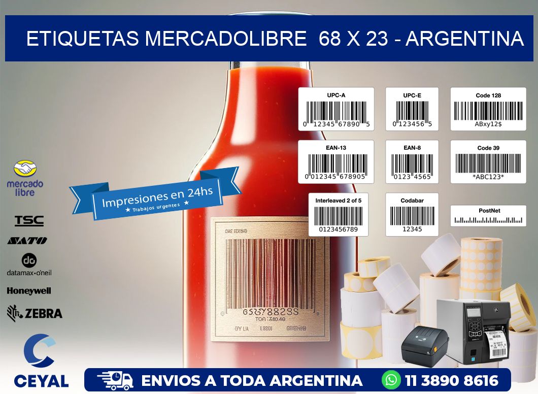 ETIQUETAS MERCADOLIBRE  68 x 23 - ARGENTINA