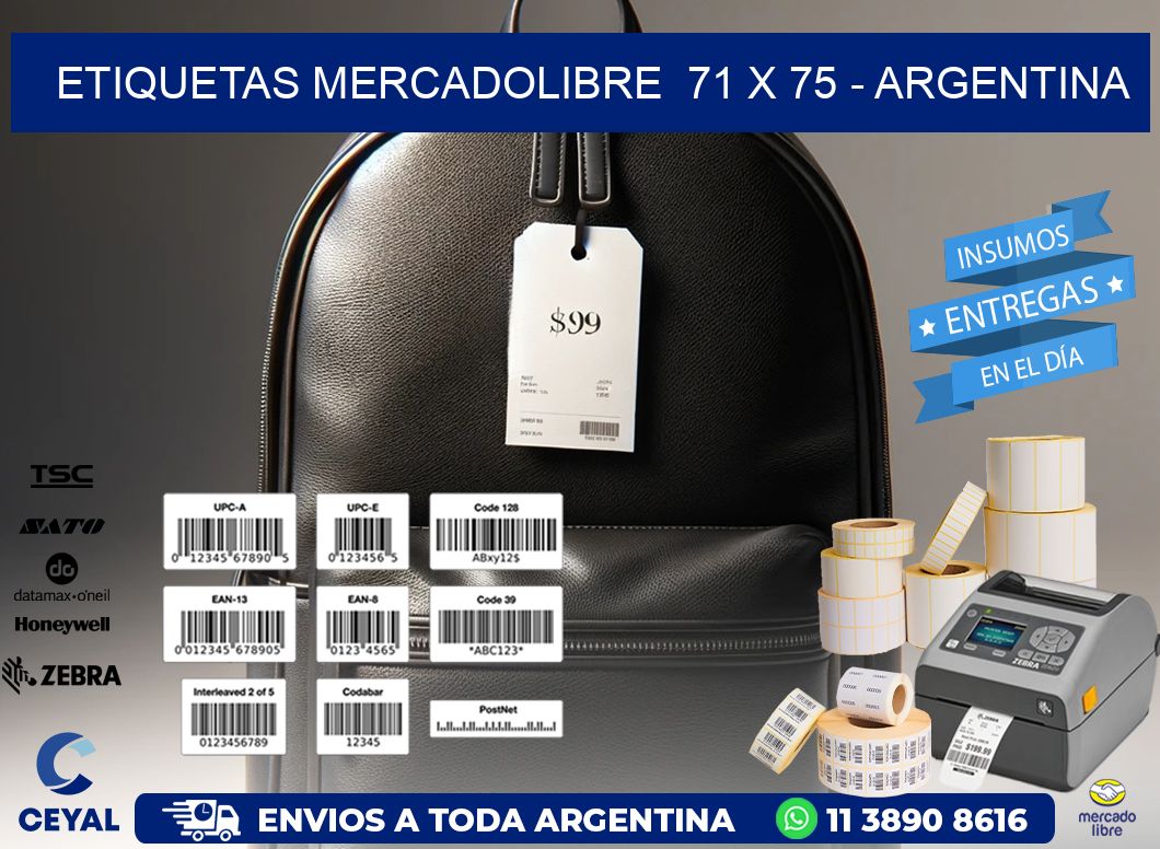 ETIQUETAS MERCADOLIBRE  71 x 75 - ARGENTINA