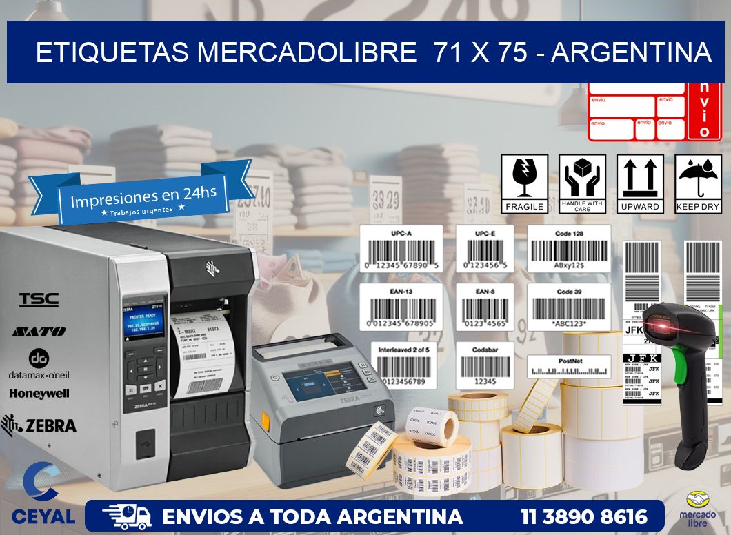 ETIQUETAS MERCADOLIBRE  71 x 75 - ARGENTINA