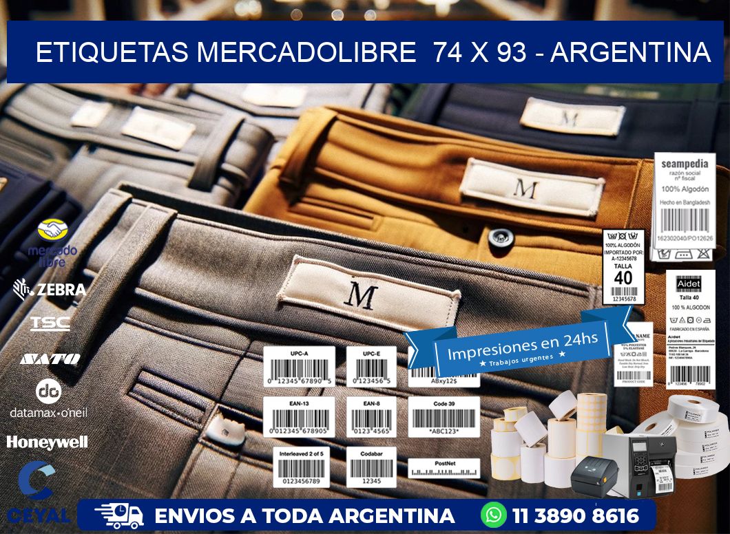 ETIQUETAS MERCADOLIBRE  74 x 93 - ARGENTINA