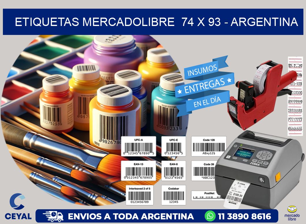 ETIQUETAS MERCADOLIBRE  74 x 93 - ARGENTINA