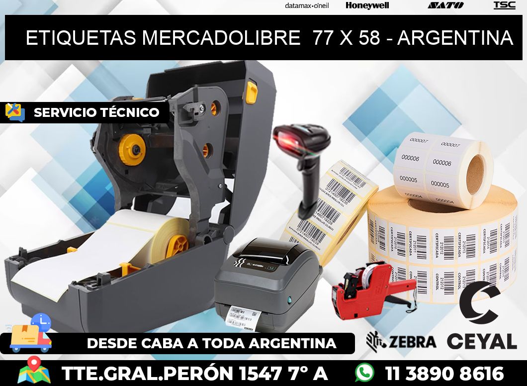 ETIQUETAS MERCADOLIBRE  77 x 58 - ARGENTINA