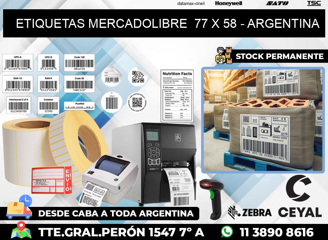 ETIQUETAS MERCADOLIBRE  77 x 58 – ARGENTINA