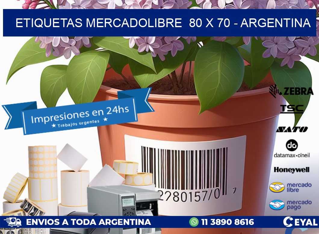 ETIQUETAS MERCADOLIBRE  80 x 70 - ARGENTINA