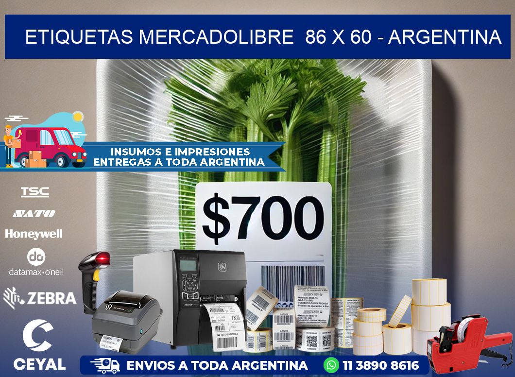 ETIQUETAS MERCADOLIBRE  86 x 60 - ARGENTINA