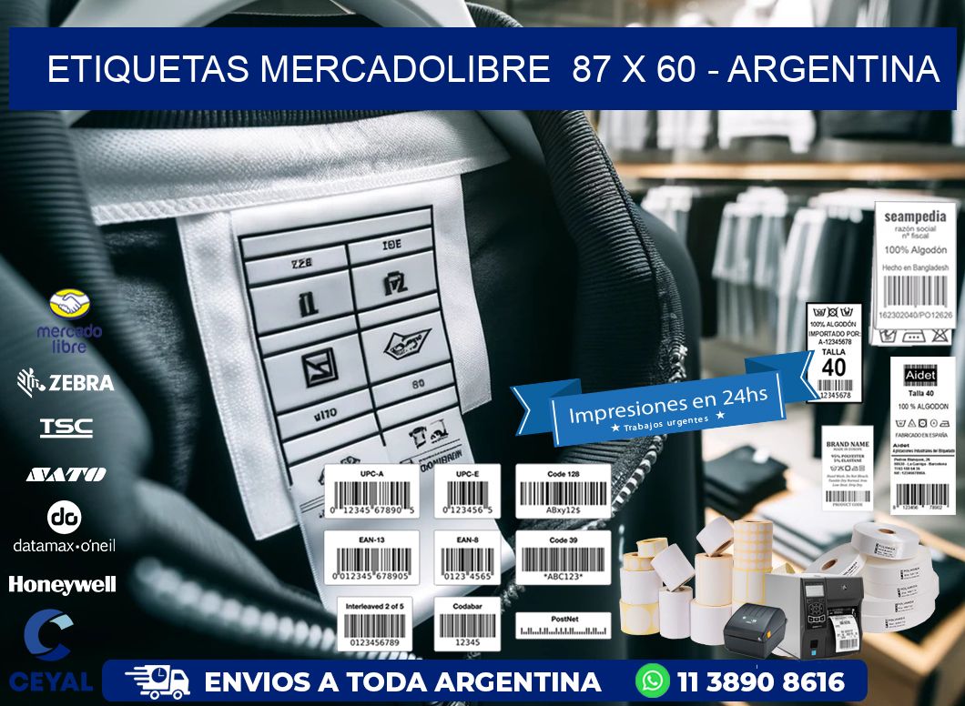 ETIQUETAS MERCADOLIBRE  87 x 60 - ARGENTINA
