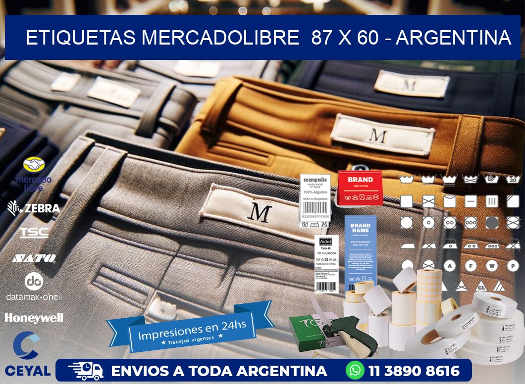 ETIQUETAS MERCADOLIBRE  87 x 60 - ARGENTINA