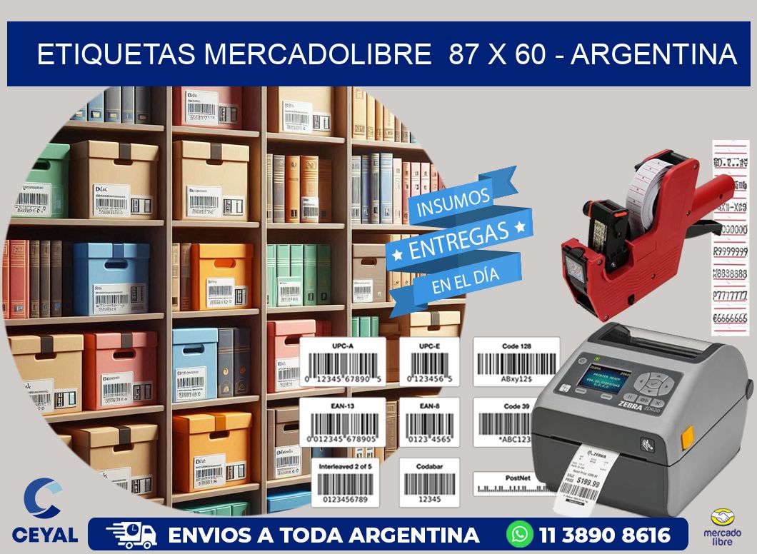 ETIQUETAS MERCADOLIBRE  87 x 60 - ARGENTINA