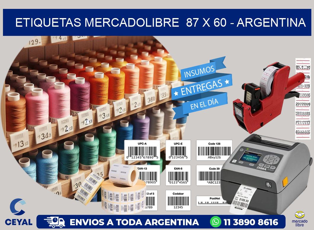ETIQUETAS MERCADOLIBRE  87 x 60 - ARGENTINA