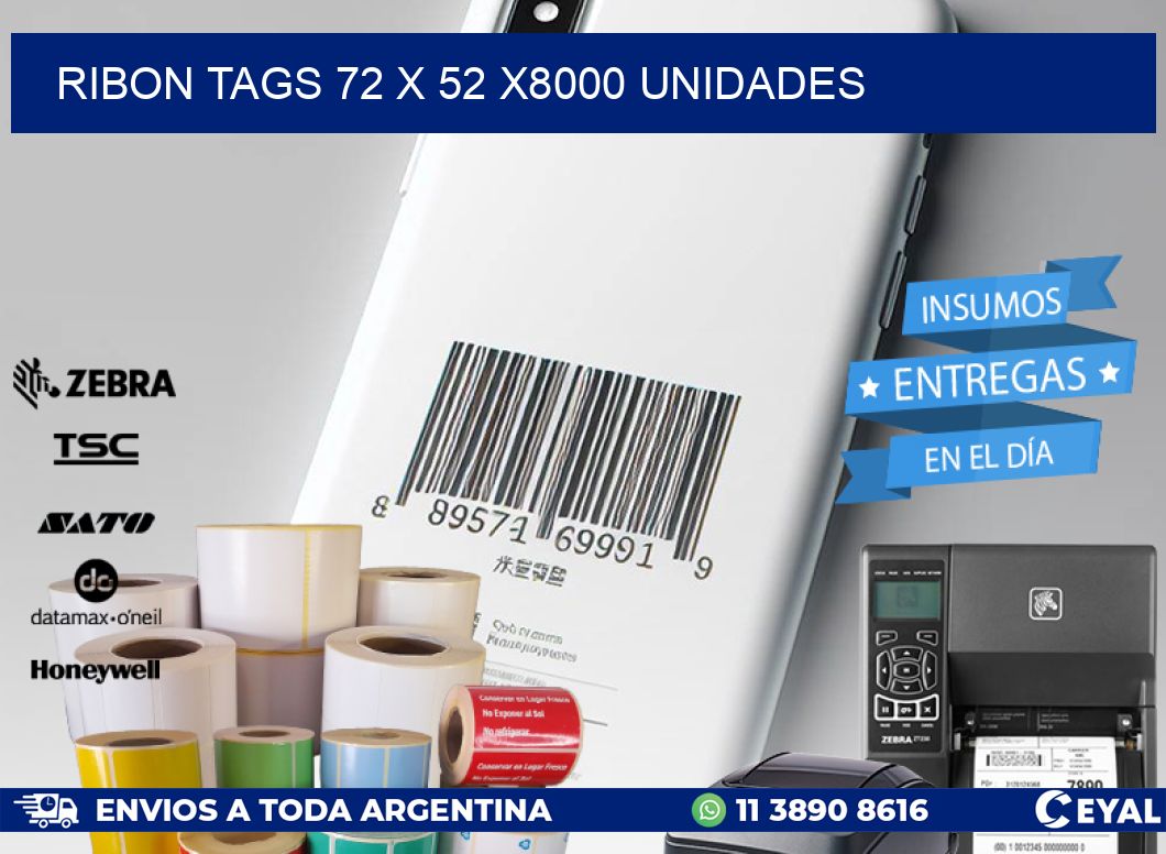 RIBON TAGS 72 x 52 X8000 UNIDADES