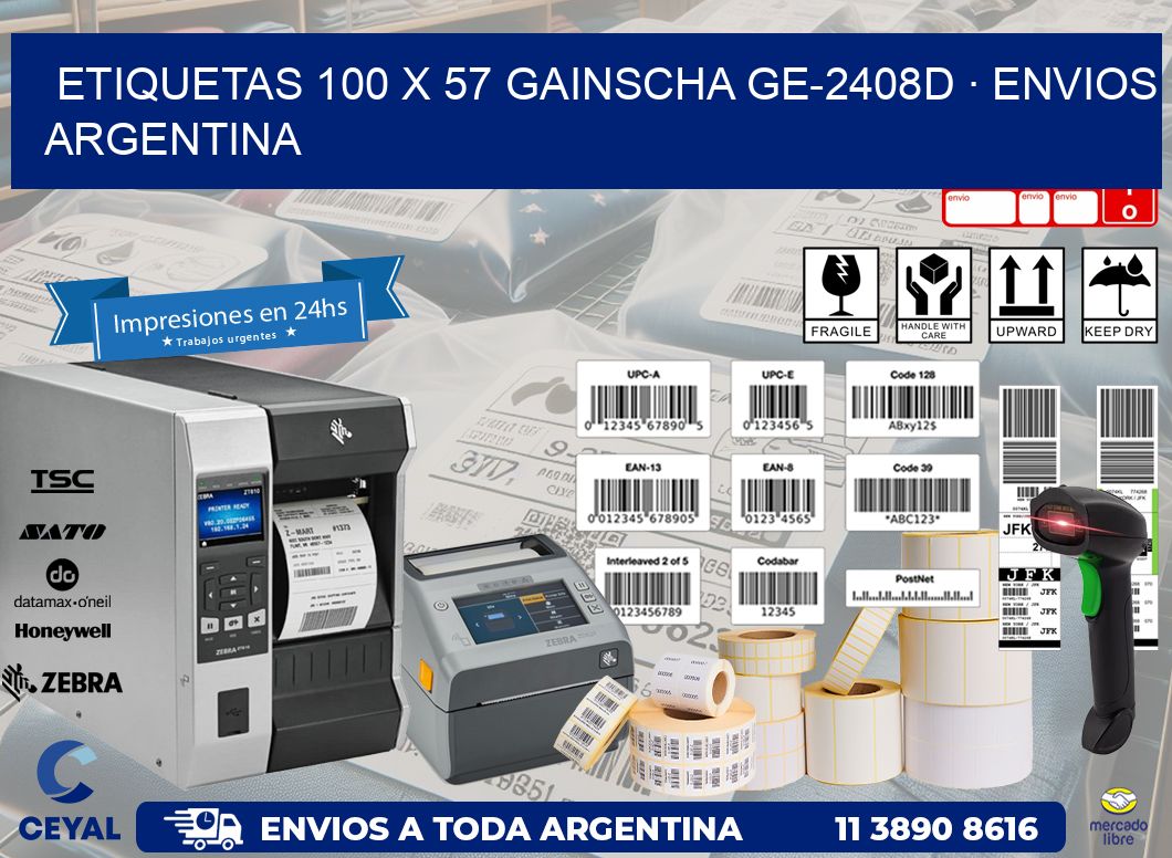 ETIQUETAS 100 x 57 GAINSCHA GE-2408D · ENVIOS ARGENTINA