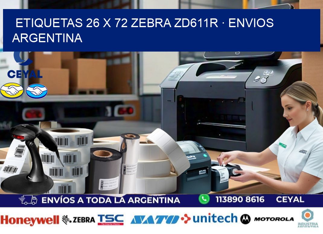 ETIQUETAS 26 x 72 ZEBRA ZD611R · ENVIOS ARGENTINA