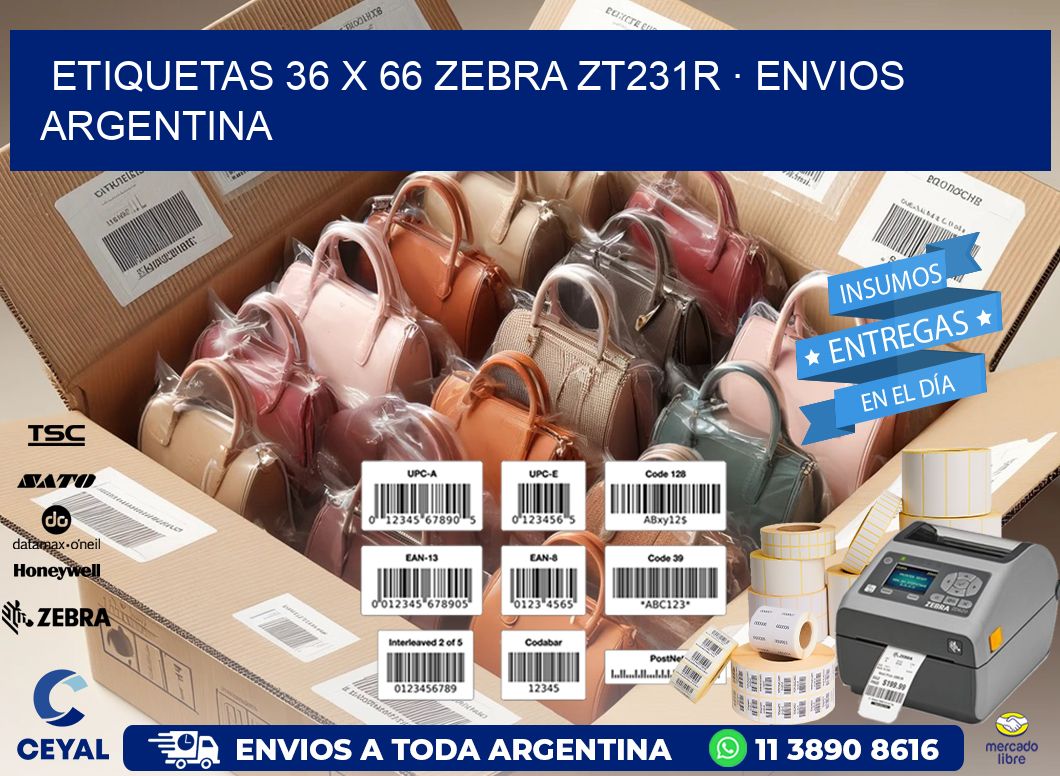 ETIQUETAS 36 x 66 ZEBRA ZT231R · ENVIOS ARGENTINA
