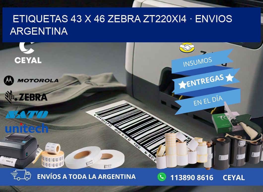 ETIQUETAS 43 x 46 ZEBRA ZT220Xi4 · ENVIOS ARGENTINA