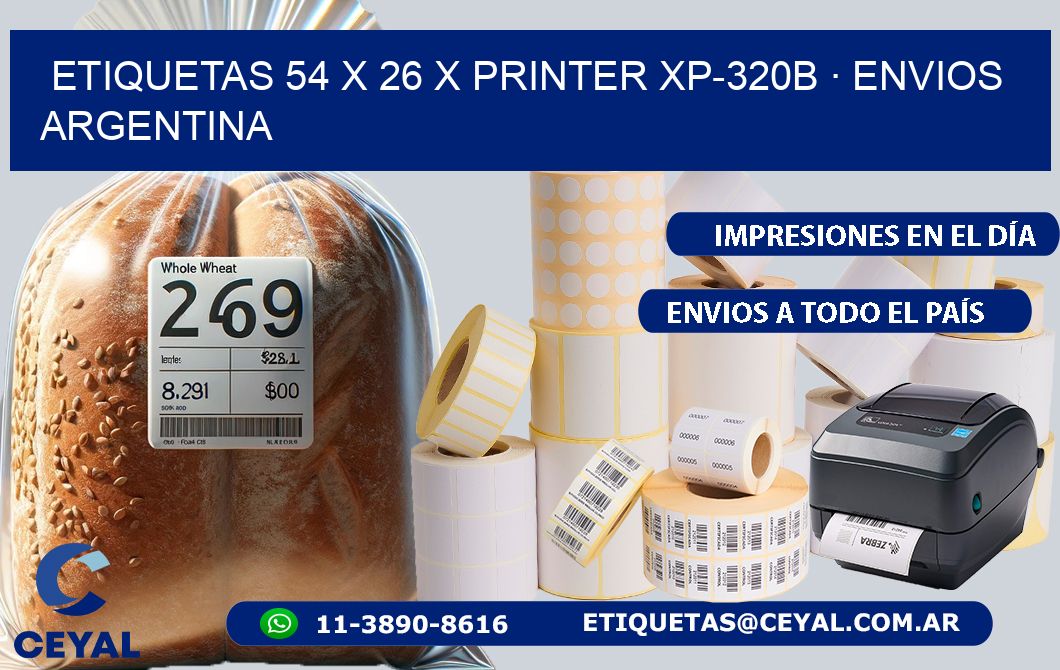ETIQUETAS 54 x 26 X PRINTER XP-320B · ENVIOS ARGENTINA