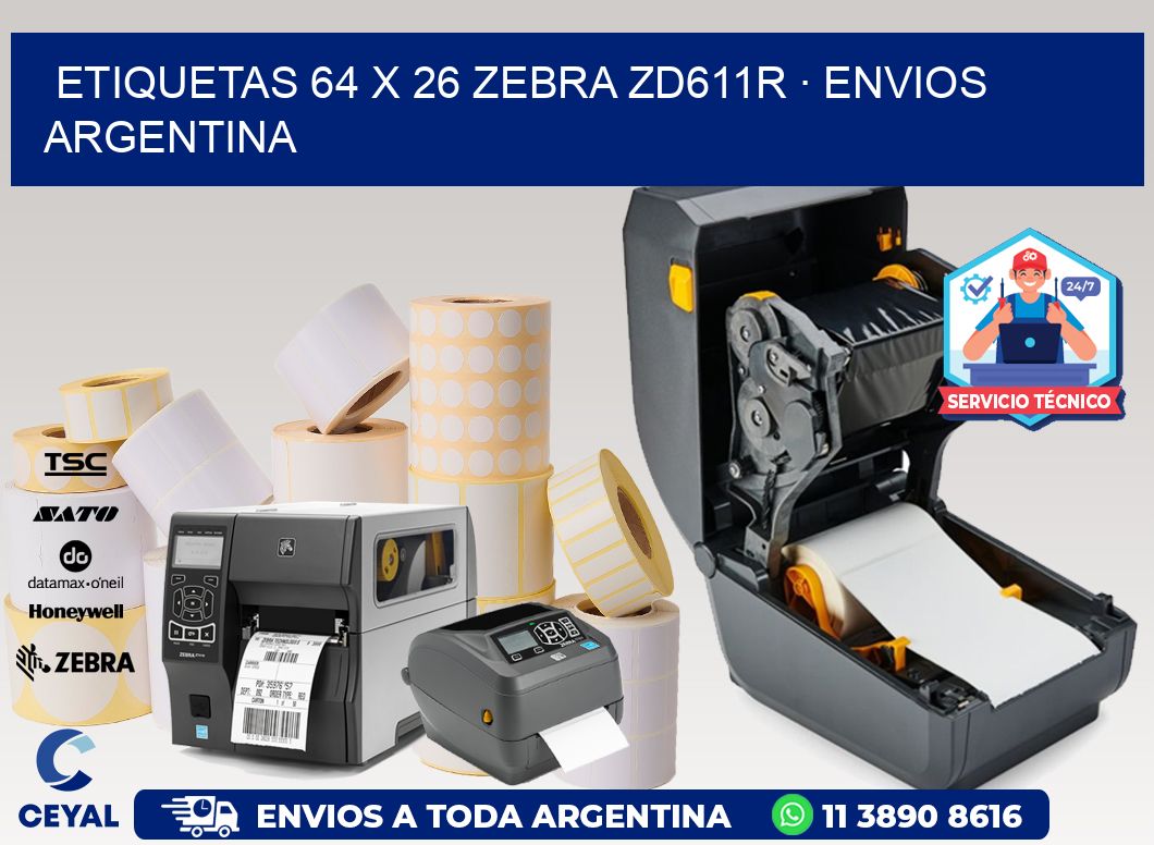 ETIQUETAS 64 x 26 ZEBRA ZD611R · ENVIOS ARGENTINA
