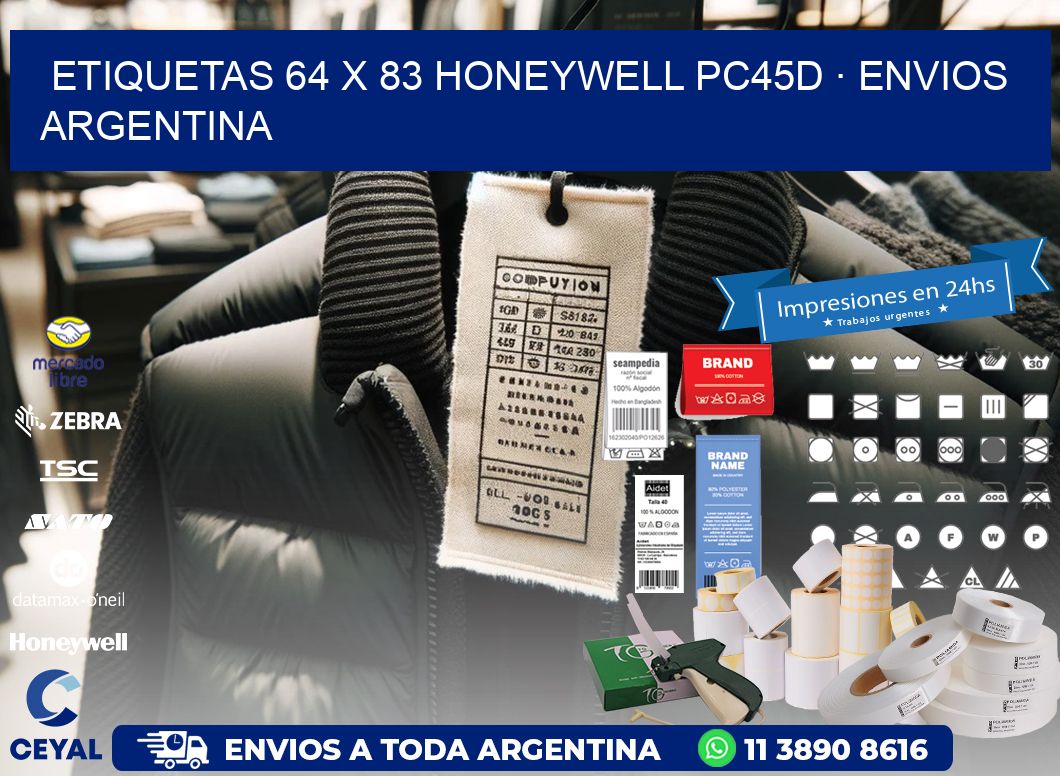 ETIQUETAS 64 x 83 HONEYWELL PC45D · ENVIOS ARGENTINA