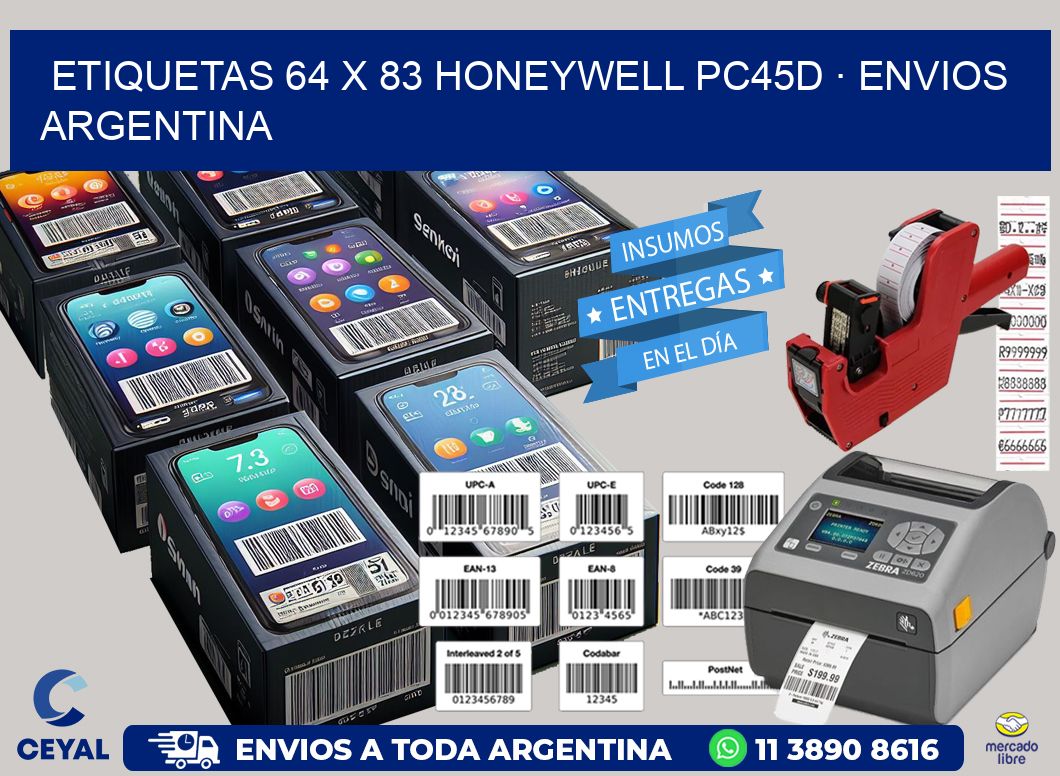 ETIQUETAS 64 x 83 HONEYWELL PC45D · ENVIOS ARGENTINA