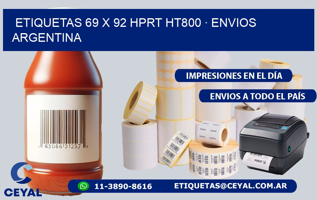 ETIQUETAS 69 x 92 HPRT HT800 · ENVIOS ARGENTINA