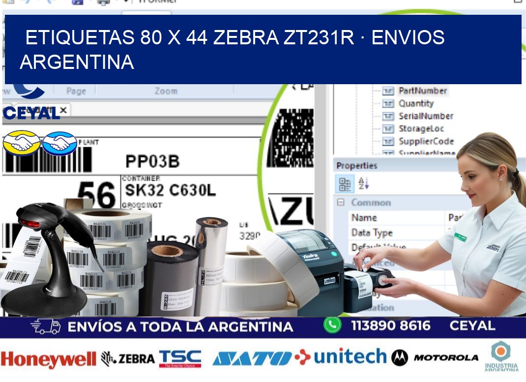 ETIQUETAS 80 x 44 ZEBRA ZT231R · ENVIOS ARGENTINA