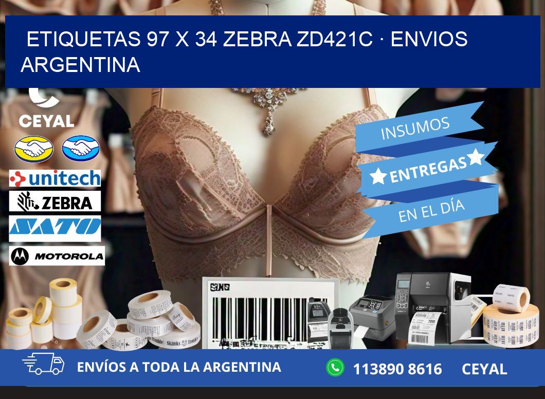 ETIQUETAS 97 x 34 ZEBRA ZD421C · ENVIOS ARGENTINA