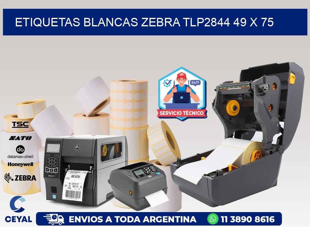 ETIQUETAS BLANCAS ZEBRA TLP2844 49 x 75