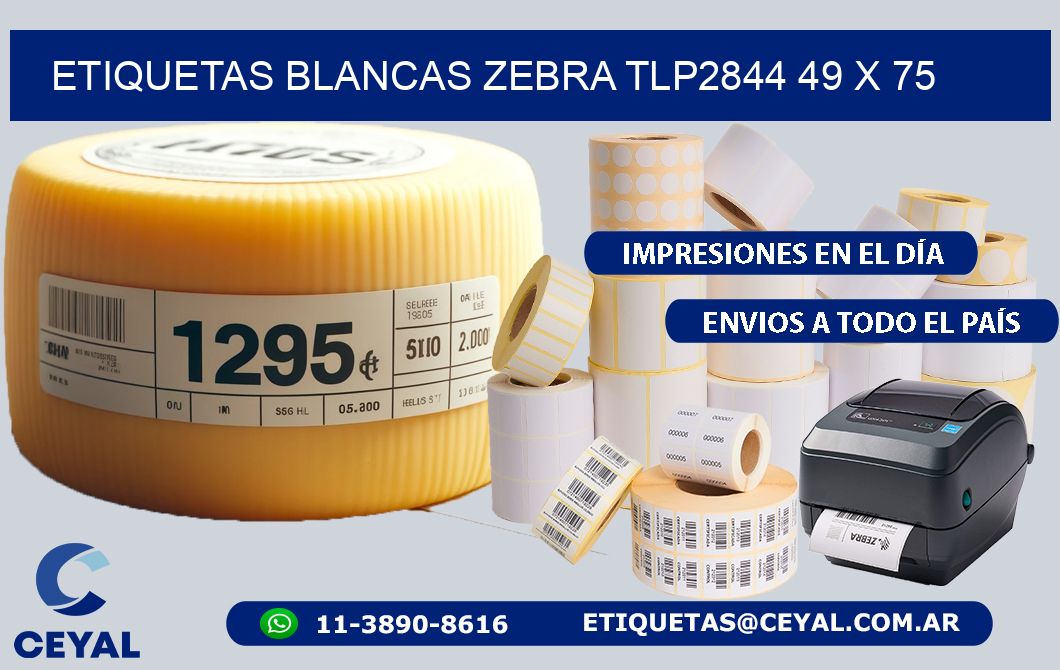 ETIQUETAS BLANCAS ZEBRA TLP2844 49 x 75
