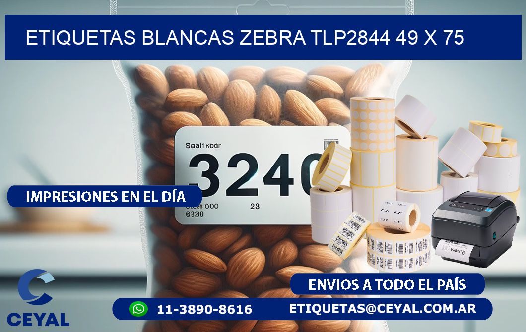 ETIQUETAS BLANCAS ZEBRA TLP2844 49 x 75