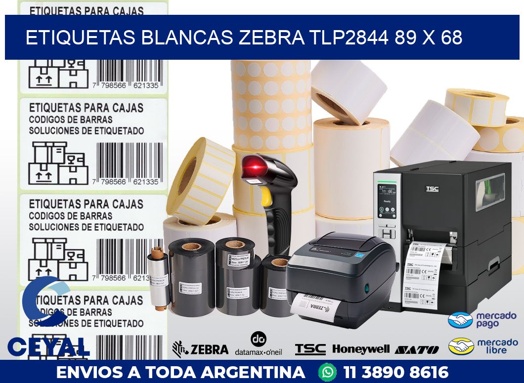 ETIQUETAS BLANCAS ZEBRA TLP2844 89 x 68