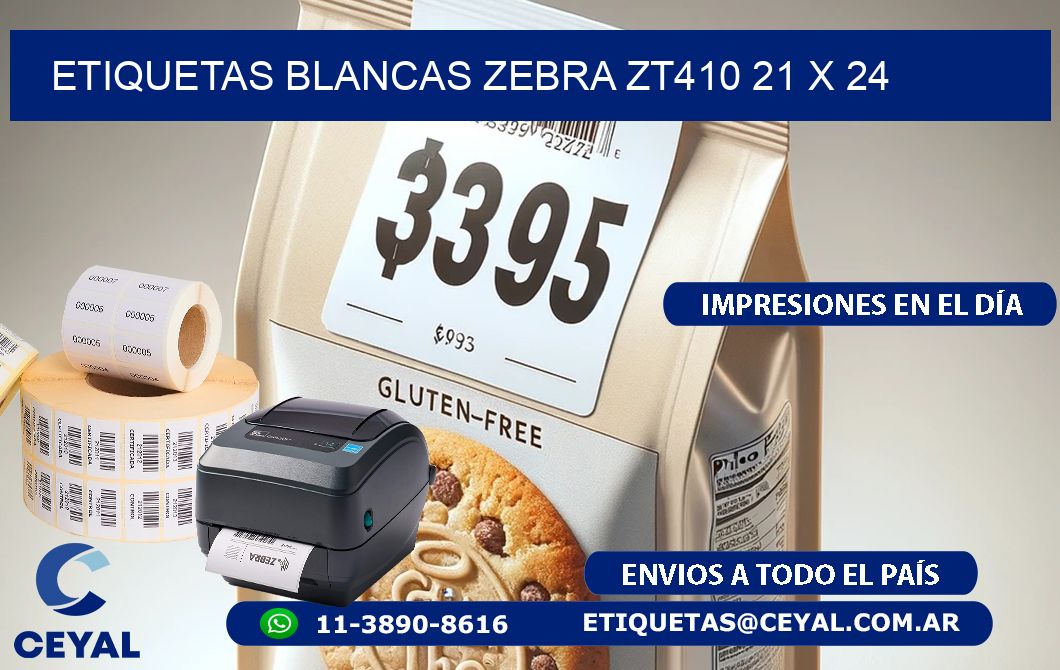 ETIQUETAS BLANCAS ZEBRA ZT410 21 x 24