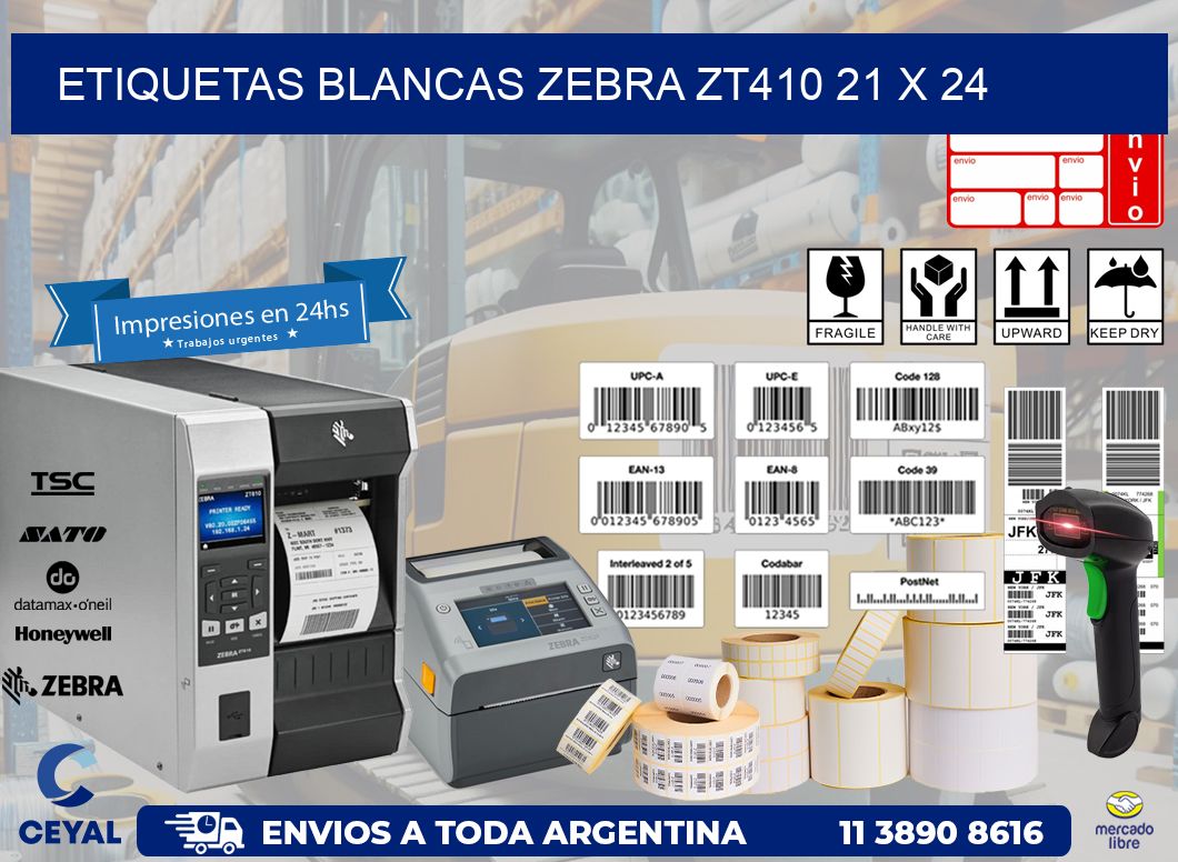 ETIQUETAS BLANCAS ZEBRA ZT410 21 x 24