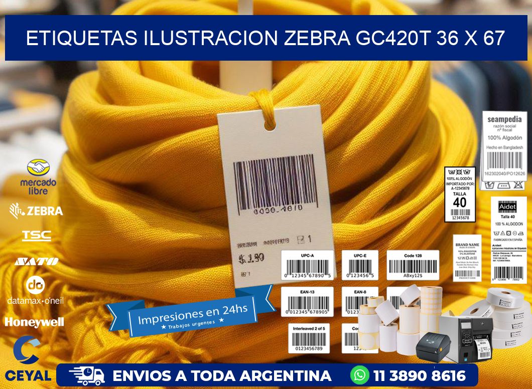 ETIQUETAS ILUSTRACION ZEBRA GC420T 36 x 67