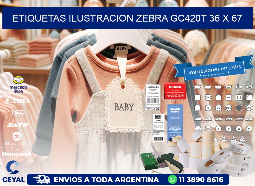 ETIQUETAS ILUSTRACION ZEBRA GC420T 36 x 67
