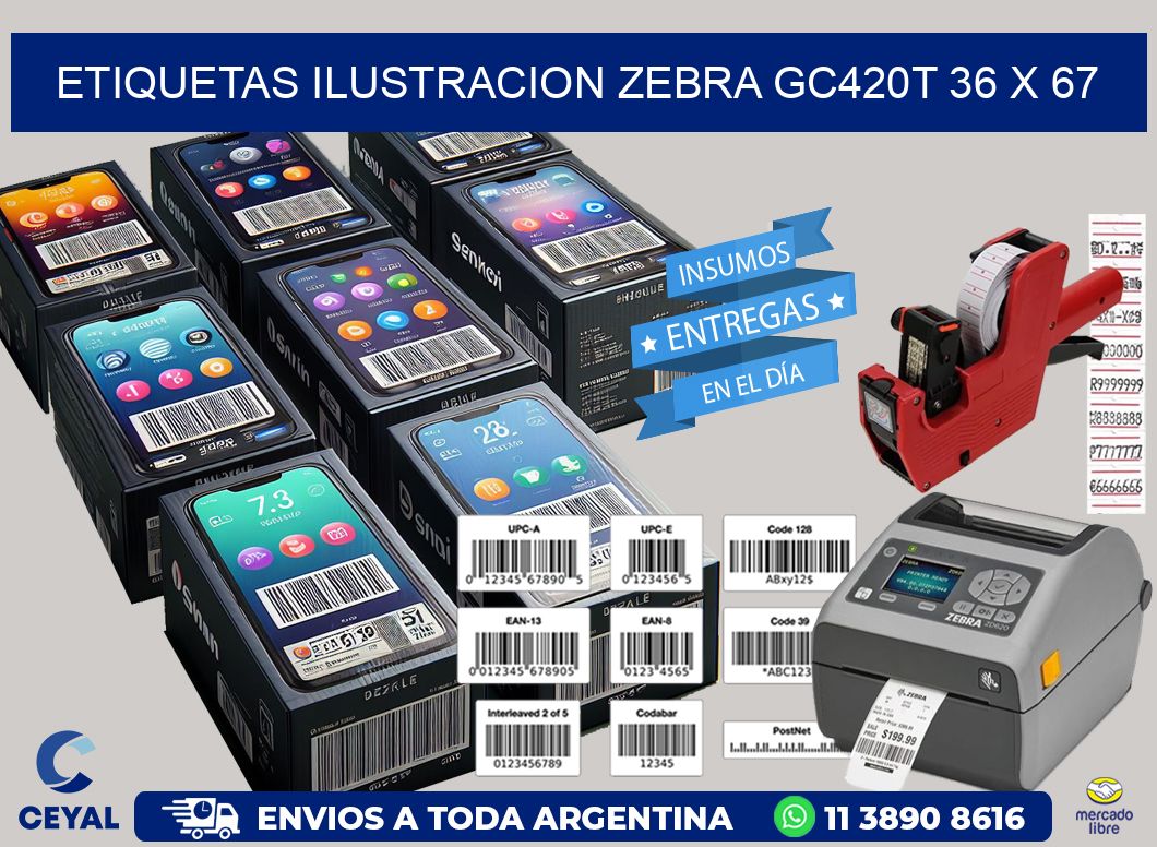 ETIQUETAS ILUSTRACION ZEBRA GC420T 36 x 67