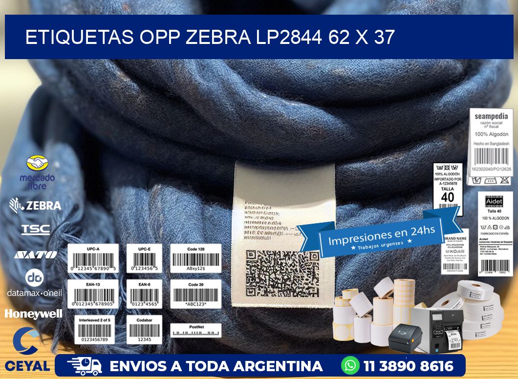 ETIQUETAS OPP ZEBRA LP2844 62 x 37