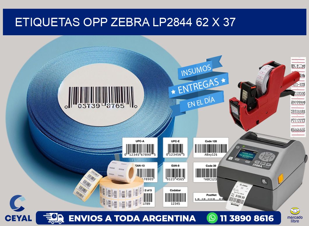 ETIQUETAS OPP ZEBRA LP2844 62 x 37