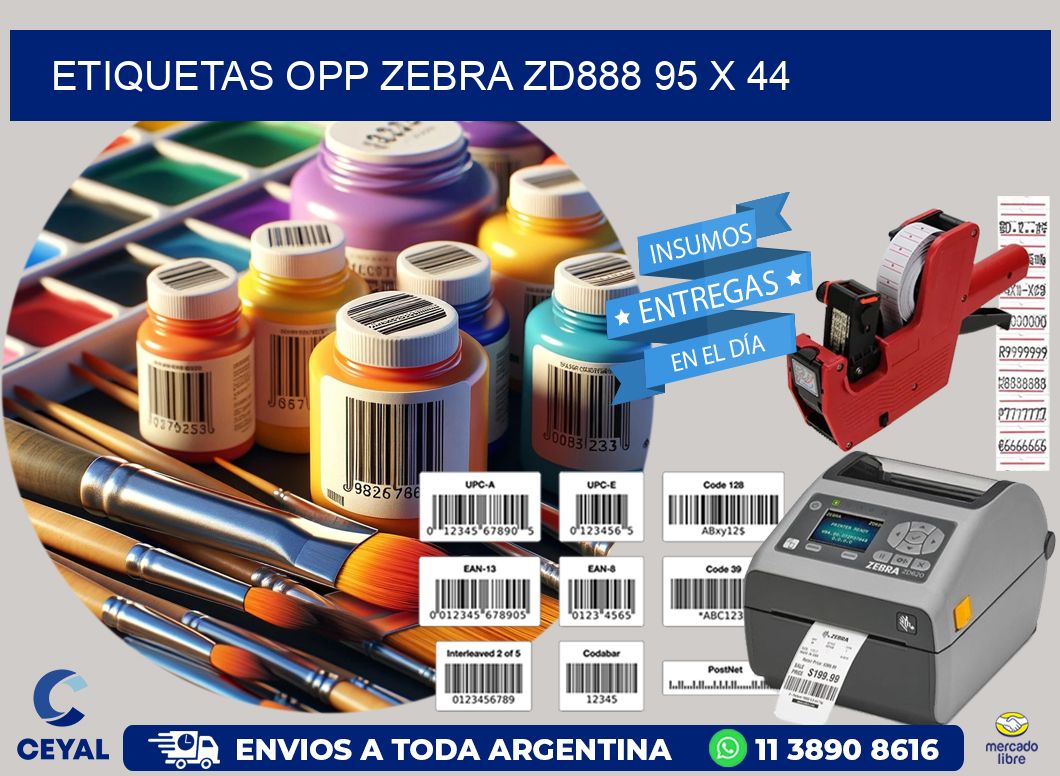 ETIQUETAS OPP ZEBRA ZD888 95 x 44